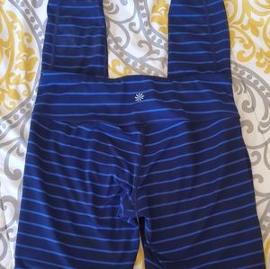 Athleta Blue Chaturanga Striped leggings